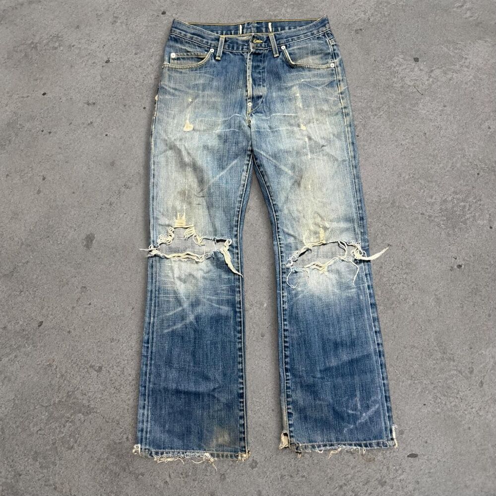 Y2K 2000s Levi’s Faded Distressed Whiskered Blue Denim Jeans Button Fly Mens Siz